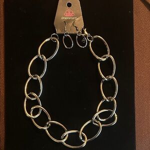 Bold Gunmetal Chain Necklace Set